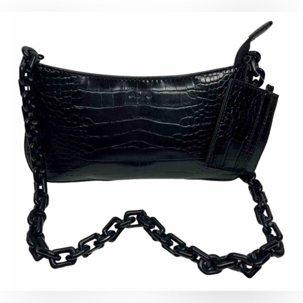 NWT ALDO Griregann Faux Leather Small Shoulder Purse Chain Strap Card Holder SET